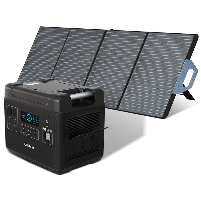 IDEAPLAY SN2200 Portable Power Station with 120W Solar Panel - 2000Wh Solar Generator - with 6 110V/2200W AC Outlets