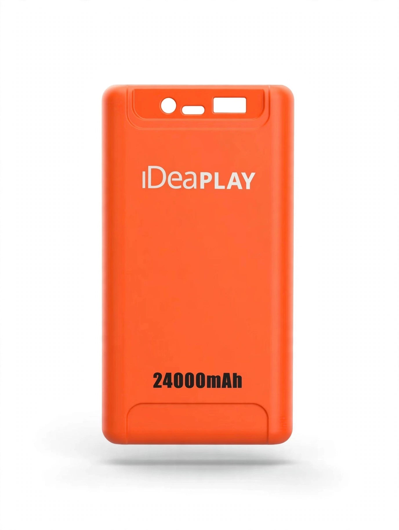 Photograph of the orange iDeaPLAY P240 power bank with 24000mAh marking